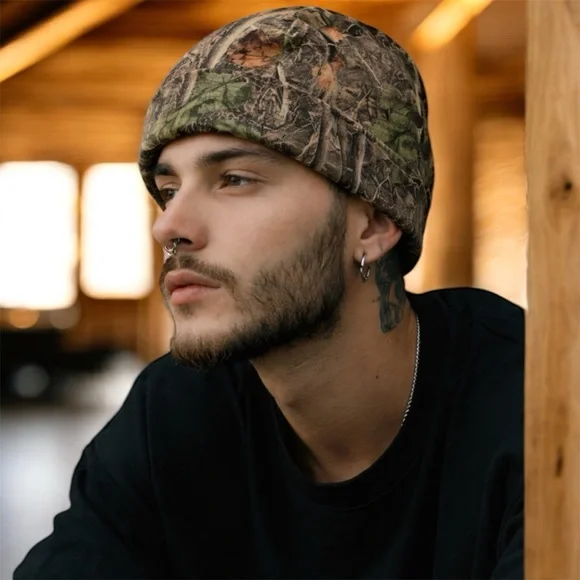 🆕Reversible High Visibility Orange & Camouflage Soft Shell Beanie - Picture 10 of 16